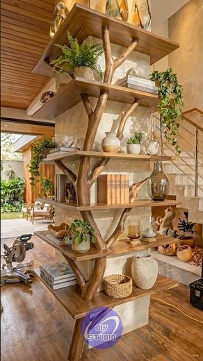 DIY Tree Branch Shelving Unit Build | Amazing Woodworking Transformation #woodworking