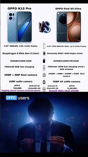 oppo k15 pro vs oppo find x9 ultra quick information video #smartphone