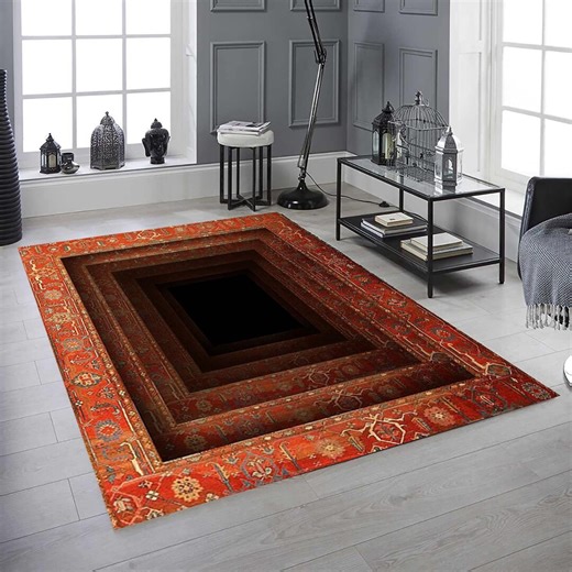 Optical Illusion Rug, Tunnel Rug, Illusion Rug, Rectangular Illusion Rug, Vortex Illusion Rug, 3D Effect, for Living Room Rug, Washable Rug - Etsy