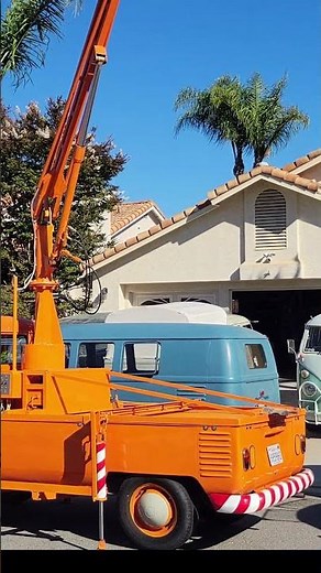 Randy flying high in the 62 Ruthmann Cherry picker - VW single cab