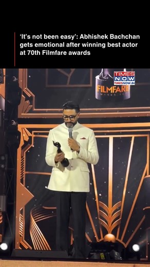 Actor Abhishek Bachchan won his first-ever Best Actor award in a Leading Role (Male) for his 2024 film 'I Want To Talk' at the #70thHyundaiFilmfareAwards2025WithGujaratTourism | TIMES NOW