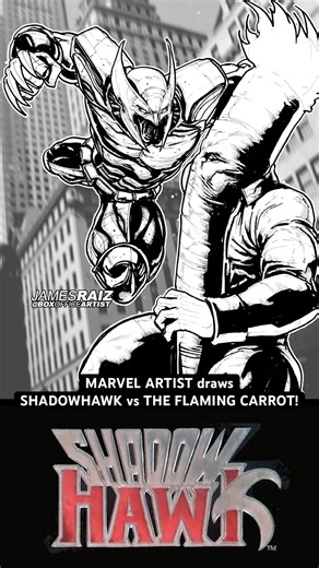 MARVEL ARTIST draws SHADOWHAWK vs the FLAMING CARROT!
