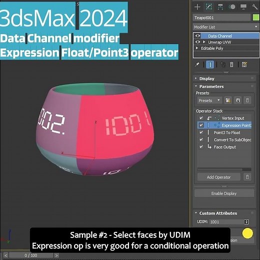 #3dsMax 2024.2 Data Channel modifier Expression Float/Point3 process operator