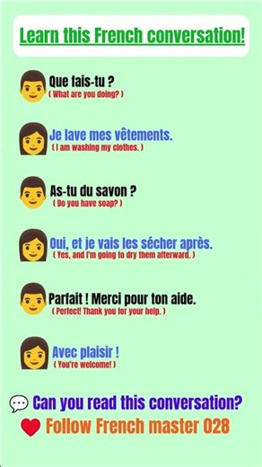 Learn this French conversation! #learnfrench #speakfrench #french #frenchconversation #easyfrench