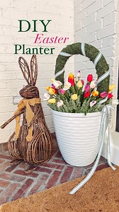 Take your traditional🌷 spring planters up a notch with this easy DIY Easter basket planter! 🐰Below is the supply list! -pool noodle -planter -foam dome -peel & stick moss sheets -faux tulips -filler flower -ribbon I got all my supplies including this cute spring dress from @walmart. Get creative and make your own version! . Comment 🌷EASTER🌷and I’ll dm you links to all the supplies, affordable planter options, spring porch decor ,and my dress! . Follow my shop @remingtonavenue on the @shop.LT