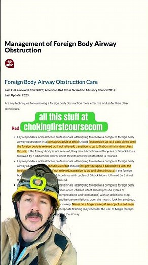 👉Never use a BLIND finger sweep on a choking person