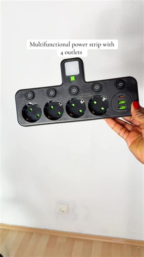1Multifunctional power strip with 4 AC outlets and 2 USB ports, 1 Tur-C port, easy to place and carry, independent switch/small night light, essential for home use, power supply, multi-plug, adapter plug#adapter #valentinedeal #fürdich #1millonviews #germany