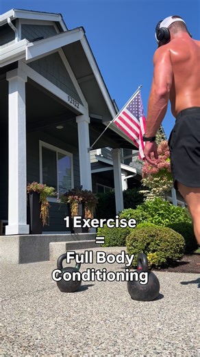 The kettlebell burpee high pull 🔥 • One of my favorites for conditioning because it reminds me of a wrestling match: combination of power, balance, agility and endurance! • Use two different kettlebells to challenge your core stability even more! I used a 53lb and 70lb kettlebell, then would just face the other way the next set to even it out. Enjoy! • • • #fitness #fit #workout #dad #wellness #abs #core #garagegym #kettlebell #kbworkout | Coach Cardwell