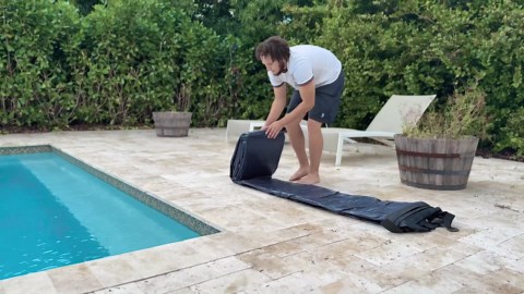 16-Ft x 32-Ft Pool Cover for Inground Pools - Rectangle Winter Pool Cover for Inground Pools, Extra Thick Material and Durable Design, Cold and UV-Resistance, Easy Installation, Navy Blue