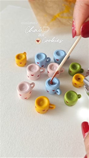 Polymer Clay Miniature | Linzer Cookies + Latte Cups | #miniatureart #miniaturefood #polymerclayart