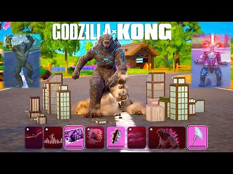 Fortnite Godzilla All FREE & PAID Rewards + KONG x MechaGodzilla FULL Set GAMEPLAY Showcase!