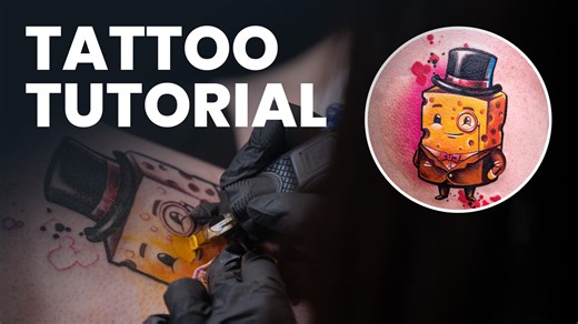In our latest tattoo tutorial, we got a masterclass on creating cute characters with Silvia, aka Cloto Tattoos! Based in Santa Cuervo studio in London, Cloto creates her unique brand of super saturated, cartoony colour tattoo work, and we were thrilled to get this exclusive look! Check out the video to see how Cloto creates a cheeky cheese chap, using her own technique to get peak saturation and create depth with colour and contrast, and find out why she loves colour packing with the Inkjecta X-
