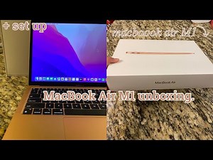 ASMR Rose Gold Macbook Air M1 unboxing + setup ( 256 gb)