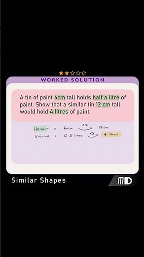 Find the LINEAR SCALE FACTOR of SIMILAR SHAPES to CALCULATE VOLUME #maths #math #mathematics