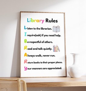 Buy Library Rules Poster, School Library Print, Librarian Gift, Classroom Decor, Librarian Decor, Educational Poster, Digital Download Online in India - Etsy