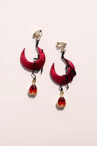 Blood Moon Silk Crescent Earrings – Handmade Clip on Statement Jewelry - Etsy