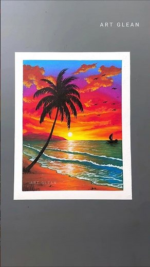 Easy Sunset Scenery with Oil Pastels