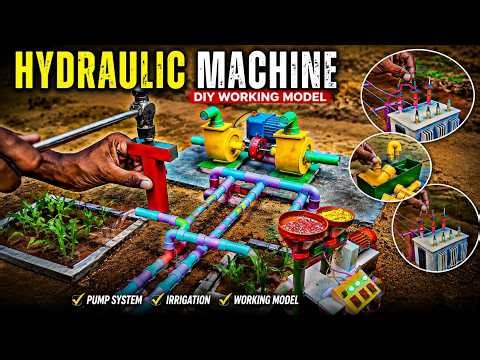 DIY Hydraulic Machine Working Model 🚜 | Mini Water Pump & Irrigation System 🔥 4K