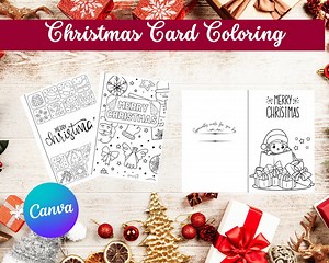 Printable Christmas Coloring Cards – DIY Holiday Cards for Kids to Color - Etsy