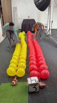 100 Ballon target Poping Ballon Challenge Yellow Vs Red #shorts