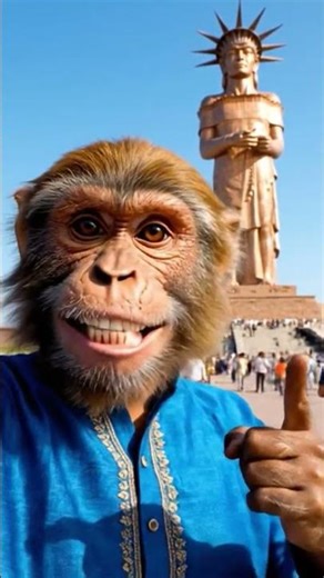 AI generated monkey travelling monkey at statue of Unity funny comedy #viralmonkey #gujarat