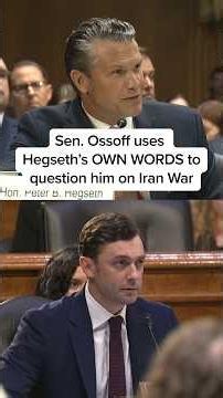 Sen. Ossoff uses Hegseth's OWN WORDS to question him on Iran War