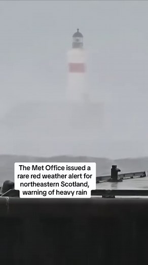 Waves have pummeled the Fraserburgh Harbour Lighthouse in northeastern Scotland. Storm Babet is expected to dump 220mm of rain on eastern Scotland 🔗 Tap the link in bio for more #Weather #UK #Latest | Sky News