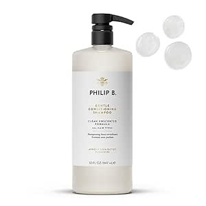 PHILIP B Gentle Conditioning Shampoo, 32 fl. oz. (947 ml) - Light-Weight Unscented Cleanser Adds Softness & Shine, With Shea Butter & Vitamin B5