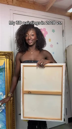 Steph the Artist🦋✨ on Instagram: "What a crazy 8-year difference!! The first painting was one of my first ones where l really started to establish my original style as an artist. Over the years we’ve definitely polished up and added smiles as a part of my staples. Building an artist style took years but now, people who are familiar with my work would know it’s my work (even if my name isn’t beside it). Very happy with there I am now and I can’t wait to see what the next 8 years hold. ... #artre