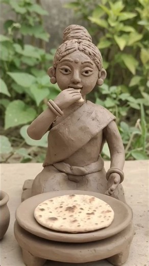 clay doll with clay minikitchen set making #creativeclayideas #miniature #art #claycrafts