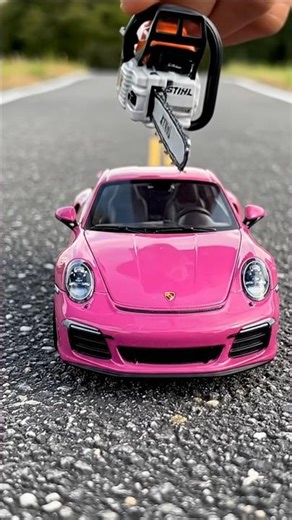 Tiny Chainsaw vs Pink Porsche 911 😱✂️