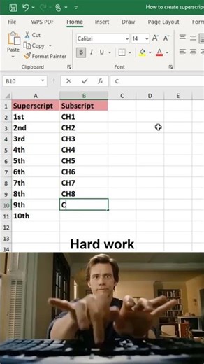 how to create superscript and subscript in MS Excel #excel #excelshorts