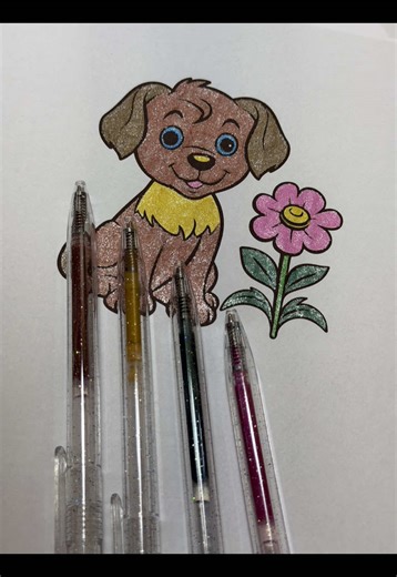 🎨 #glitterpen #coloring #satisfying #disneyprincess #dog