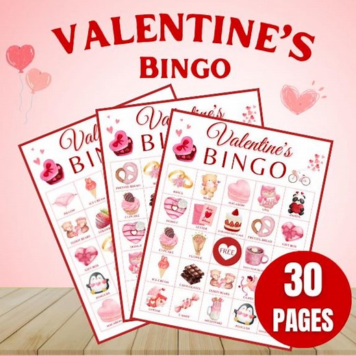 Valentine's Bingo Game: 30 Printable Cards (PDF) - Etsy
