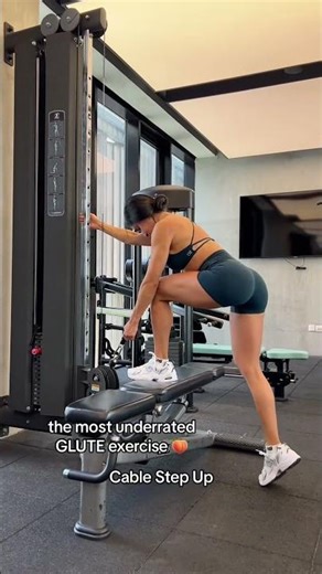 Cable Step Up 🍑 Glutes Focused Workout 🔥 | Step Up for Glutes #GlutesTips