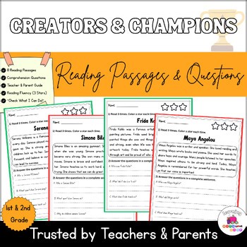 Artists, Writers & Athletes Reading Passages with Comprehension Questions