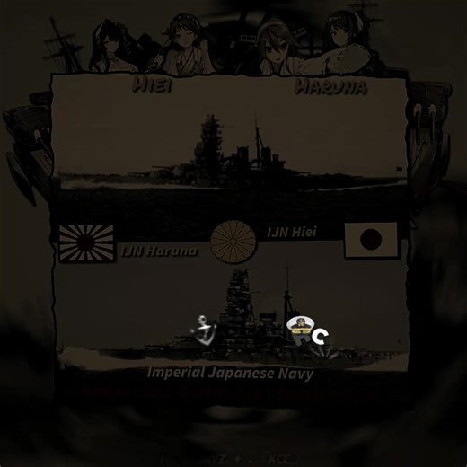 Japanese Battleships Hiei and Haruna in KanColle
