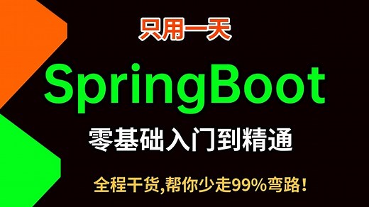 1天搞定SpringBoot，零基础→实战精通，全程干货，少走99%弯路！