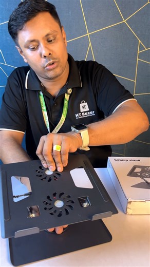 9.7K views · 25 reactions | 360 degree rotate laptop stand with fan -YL906 | HT Bazar | Facebook