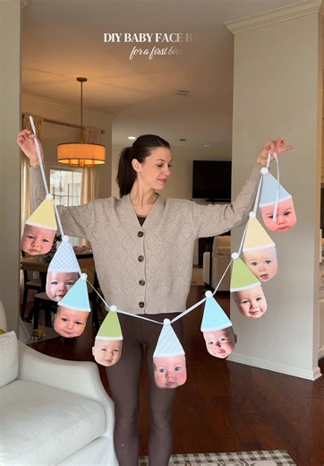had so much fun making this baby face banner for my son’s first birthday that’s coming up 🥹🎂 #diy #birthday #craft #mom #baby