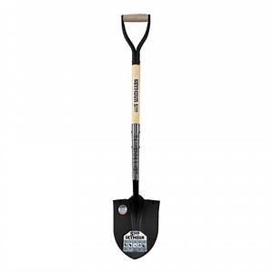 Seymour Midwest S500 Industrial 9 1/2" Round Point Shovel with 29" Hardwood Handle and Steel D-Grip 45011