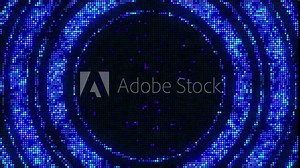 Circular motion graphics shapes with glowing lights. Seamless 4K background set with 8 second animation divided into 4 parts of transitions and looping moments.