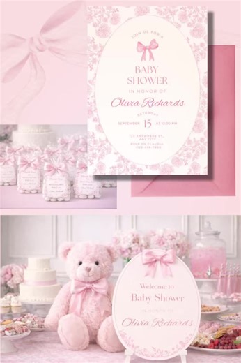 If you love soft pink, bows, and elegant baby showers… this one’s for you 🎀 This invitation sets the tone for the entire event 🤍 ✨ Follow for more baby shower ideas & DIY party inspo 👉 Invitation link in the comments #b#babyshowerinspob#babyshowerideasb#babyshowerinvitationb#bowbabyshowerpinkbabyshower