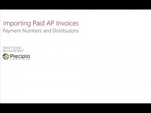 Dynamics GP: Importing Paid AP Invoices - Payment Numbers and Distributions