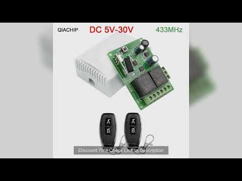 QIACHIP 433MHz Remote Control Switch Wireless Relay 2CH Module RF Transmitter DC 5V 12V 24V 30V 48V