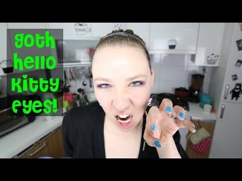 Hot Pink and Black Eyeshadow Tutorial: Goth Hello Kitty
