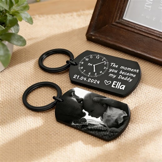 Personalized Photo Keychain for Dad, the Moment You Became My Daddy Keyring, Gift for New Daddy, Husband, 1st Father's Day Gift,dad Keychain - Etsy