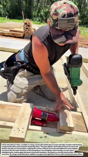 Smart Wall Framing Alignment Hack Using a Hydraulic Bottle Jack.