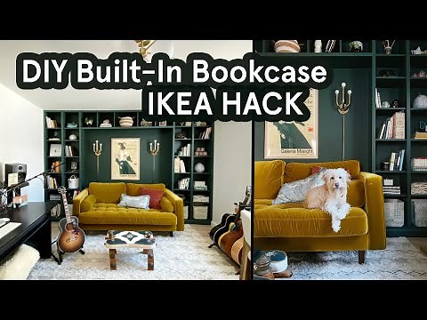 DIY Built-In Bookcase IKEA Hack - Home Office Built-In Bookshelves Project