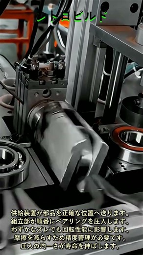 ベアリングが自動で組み立てられる工程 #worker #process #bearing #assembly #automation
